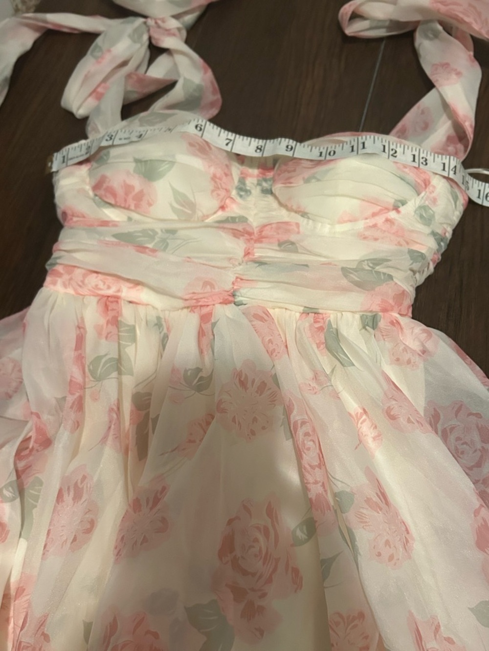 MABLE Cream Dress with Pink Rose Print - Picture 6 of 9